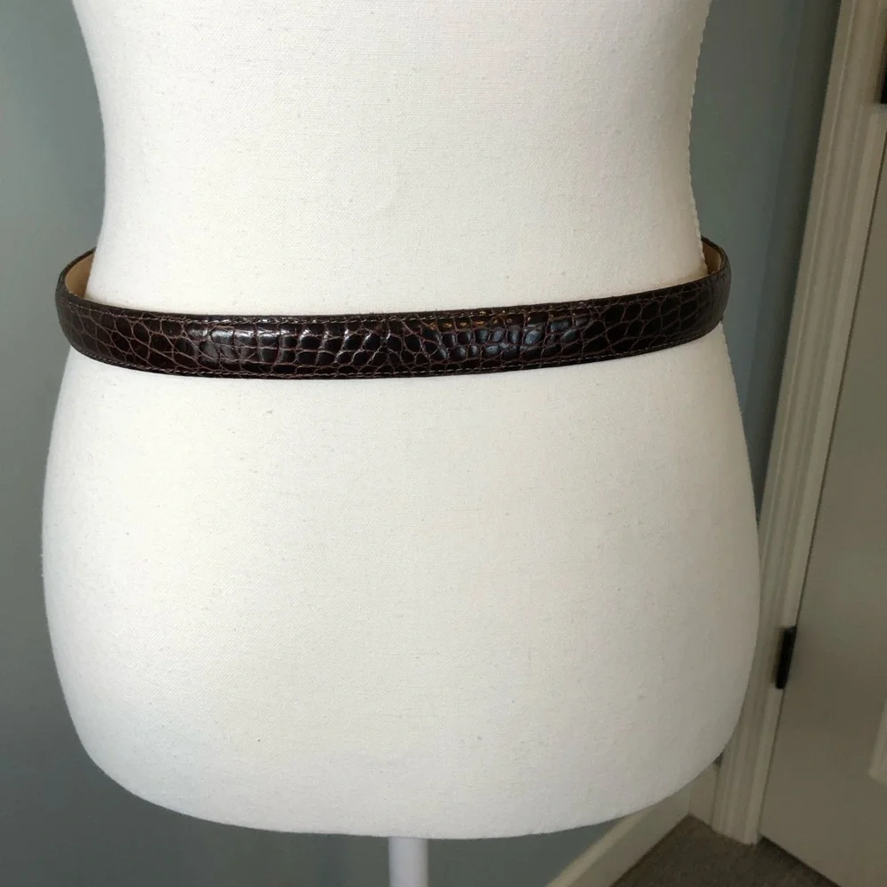 Brighton Croco Brown Leather Belt.  Medium - Picture 5 of 11